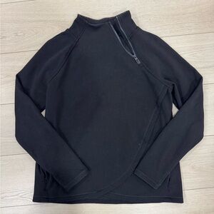 90 Degree By Reflex Black Fleece Zip Mock Neck Pullover